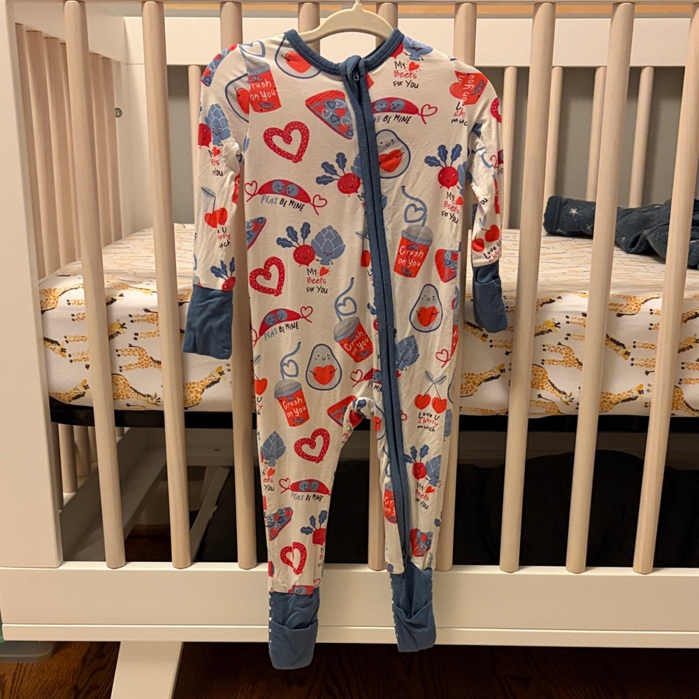 Heart and Flower Print Valentine Kids One Piece Angel Dear